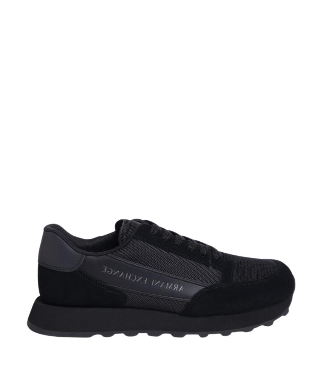 ARMANI EXCHANGE Черные замшевые низкие кроссовки / кеды, фото 1