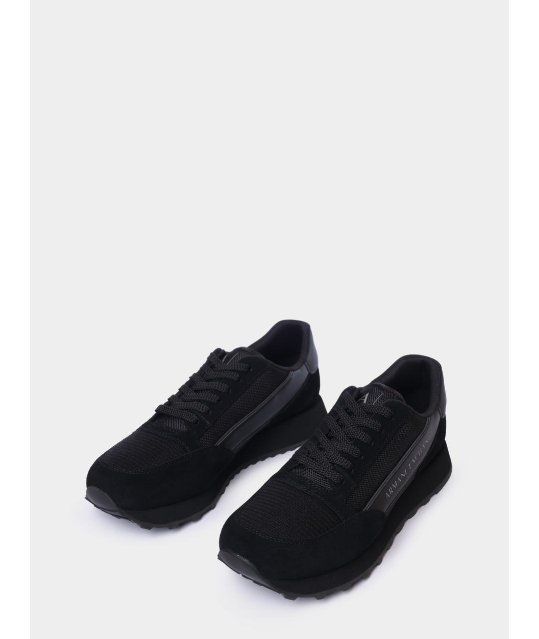 ARMANI EXCHANGE Черные замшевые низкие кроссовки / кеды, фото 2
