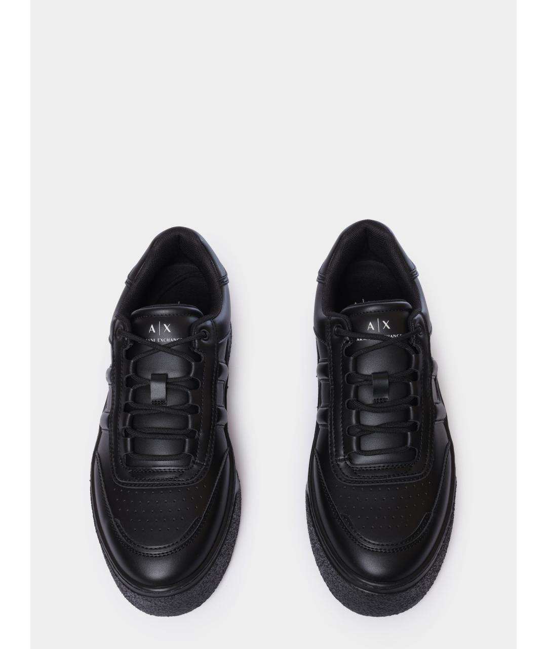 ARMANI EXCHANGE Черные низкие кроссовки / кеды из искусственной кожи, фото 3