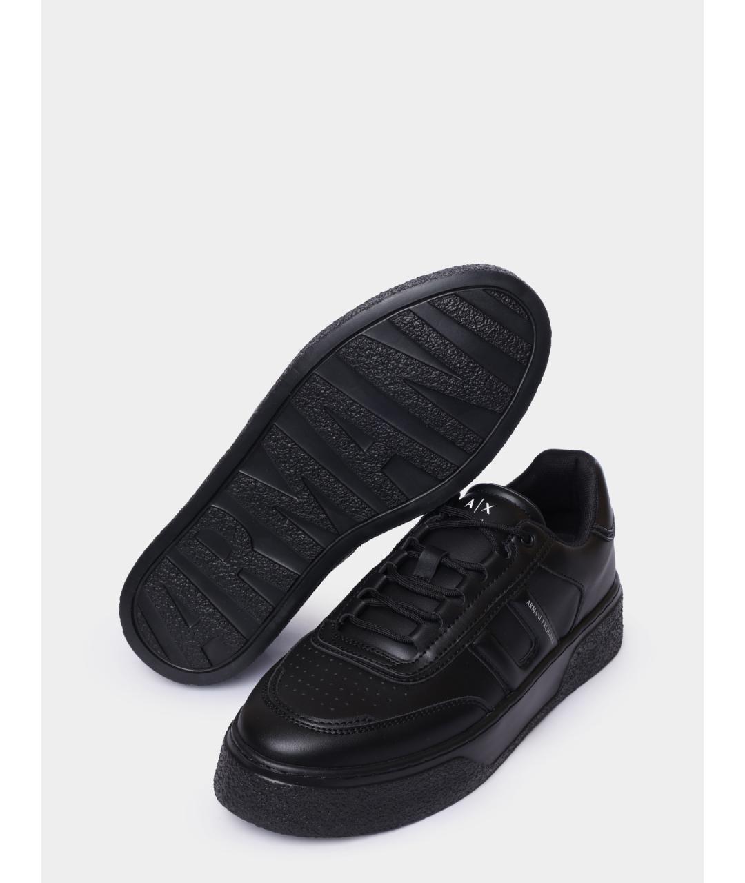 ARMANI EXCHANGE Черные низкие кроссовки / кеды из искусственной кожи, фото 4