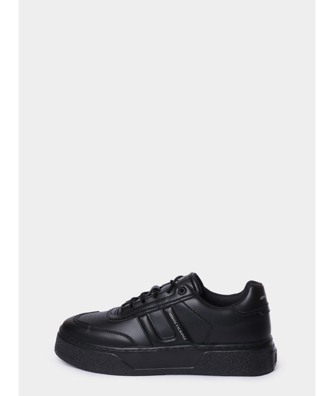 ARMANI EXCHANGE Черные низкие кроссовки / кеды из искусственной кожи, фото 6