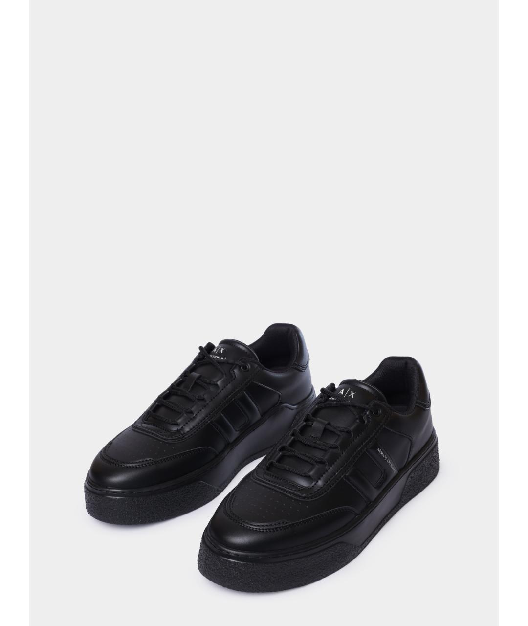 ARMANI EXCHANGE Черные низкие кроссовки / кеды из искусственной кожи, фото 2
