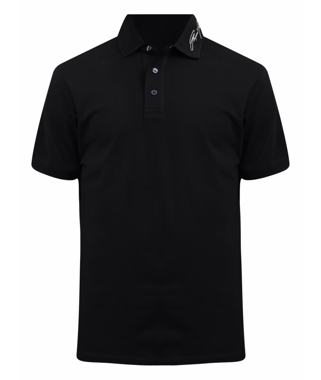 EMPORIO ARMANI Черное хлопковое поло с коротким рукавом, фото 1