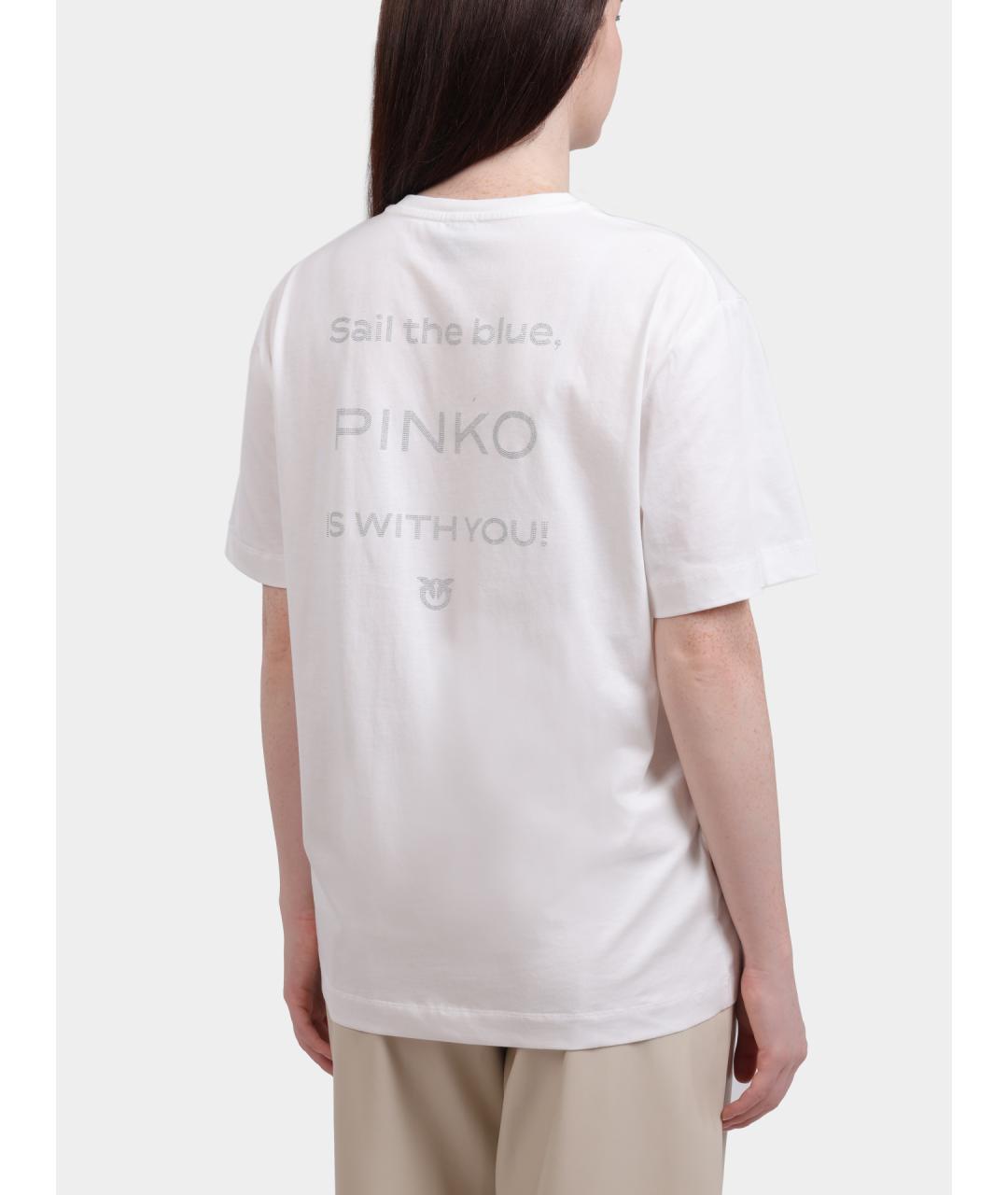 PINKO Белая хлопковая футболка, фото 6