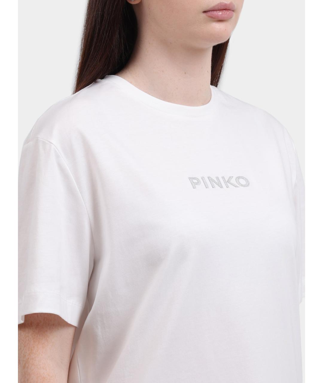 PINKO Белая хлопковая футболка, фото 5