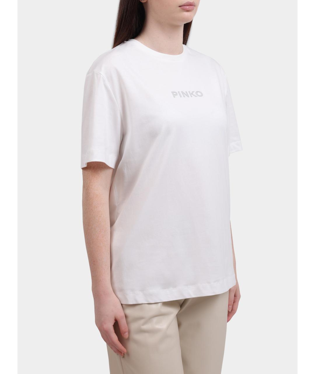 PINKO Белая хлопковая футболка, фото 4