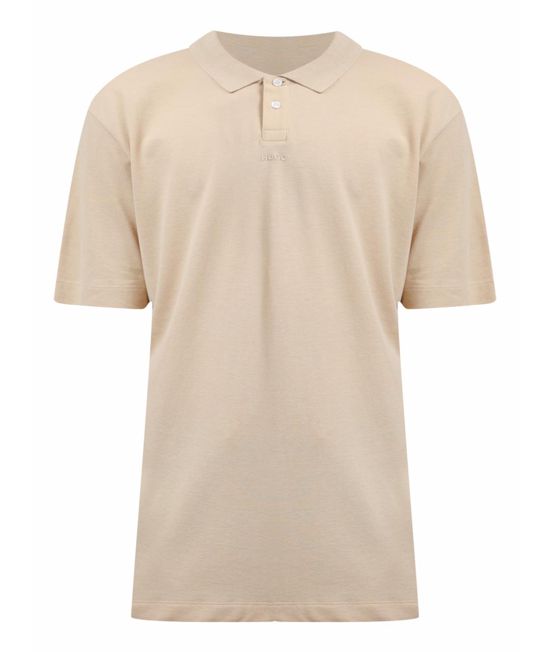 HUGO Бежевое хлопковое поло с коротким рукавом, фото 1