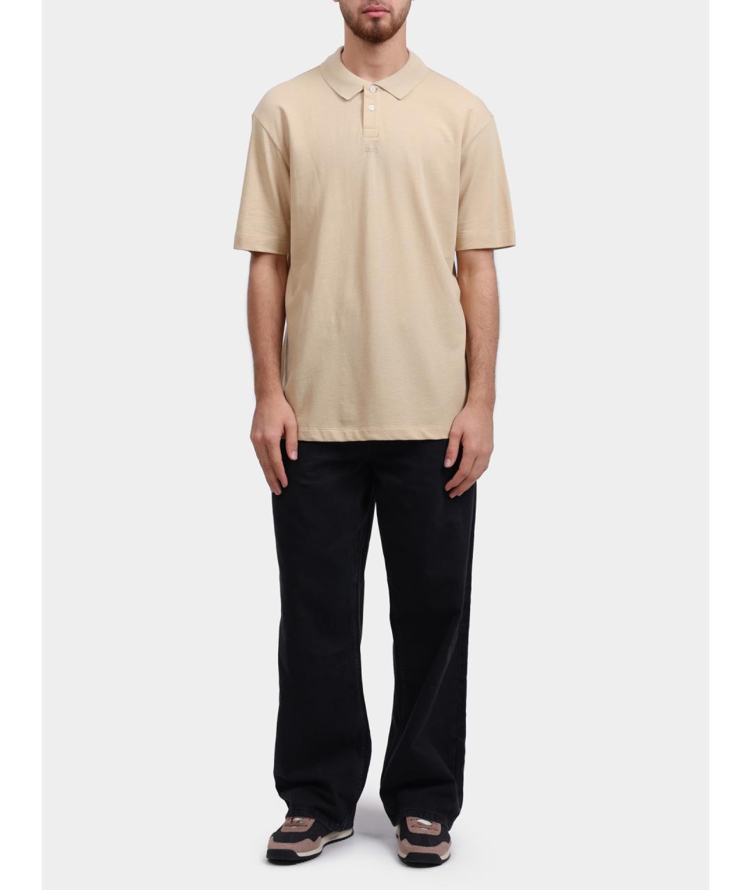 HUGO Бежевое хлопковое поло с коротким рукавом, фото 2