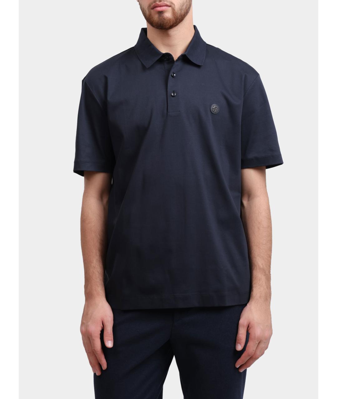 HUGO BOSS Синее хлопковое поло с коротким рукавом, фото 5