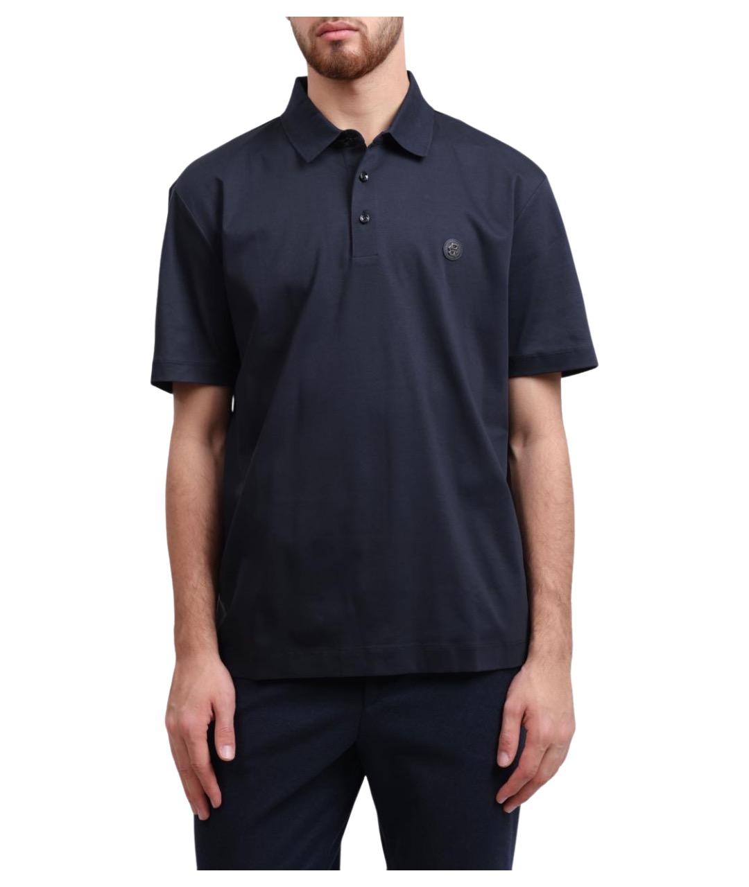 HUGO BOSS Синее хлопковое поло с коротким рукавом, фото 1