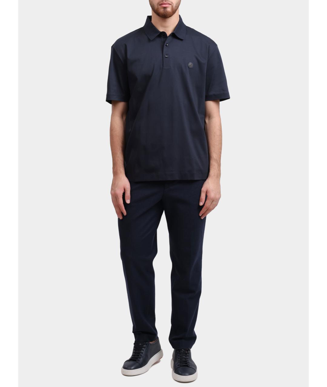 HUGO BOSS Синее хлопковое поло с коротким рукавом, фото 2
