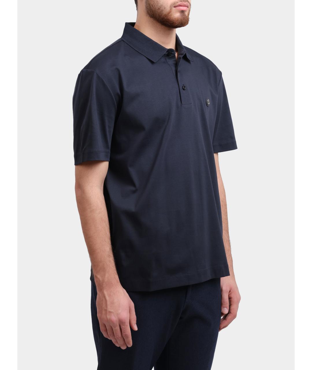 HUGO BOSS Синее хлопковое поло с коротким рукавом, фото 3