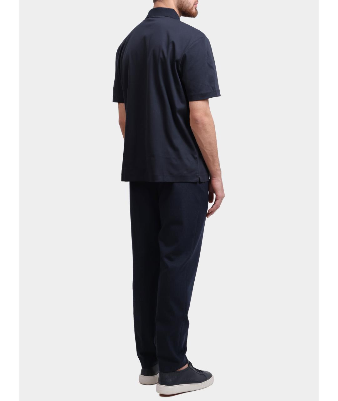 HUGO BOSS Синее хлопковое поло с коротким рукавом, фото 4