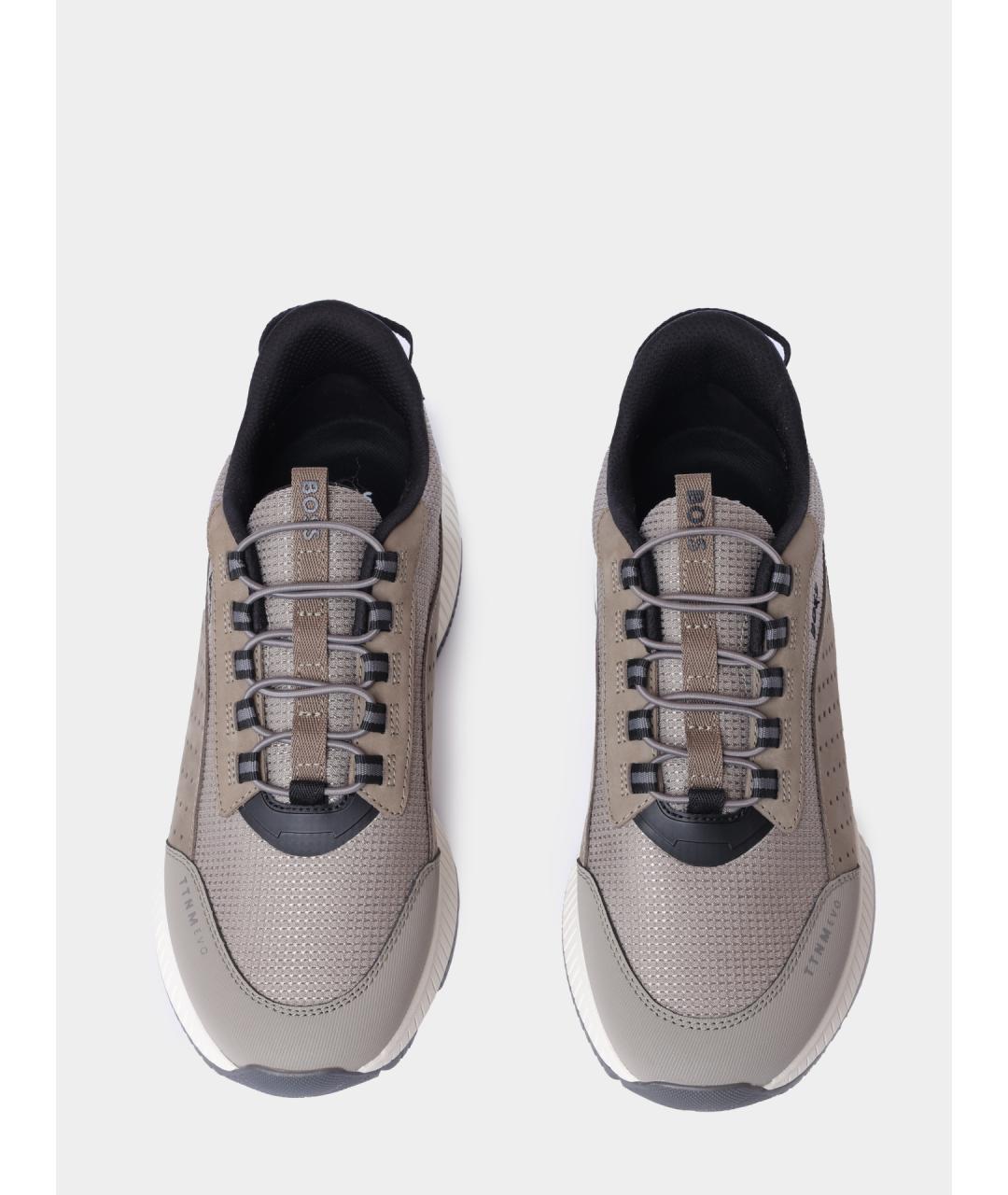 HUGO BOSS Серые текстильные низкие кроссовки / кеды, фото 4