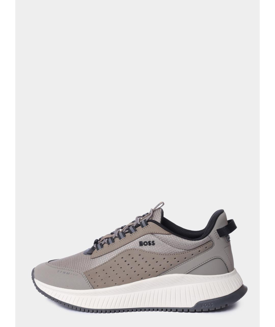 HUGO BOSS Серые текстильные низкие кроссовки / кеды, фото 3