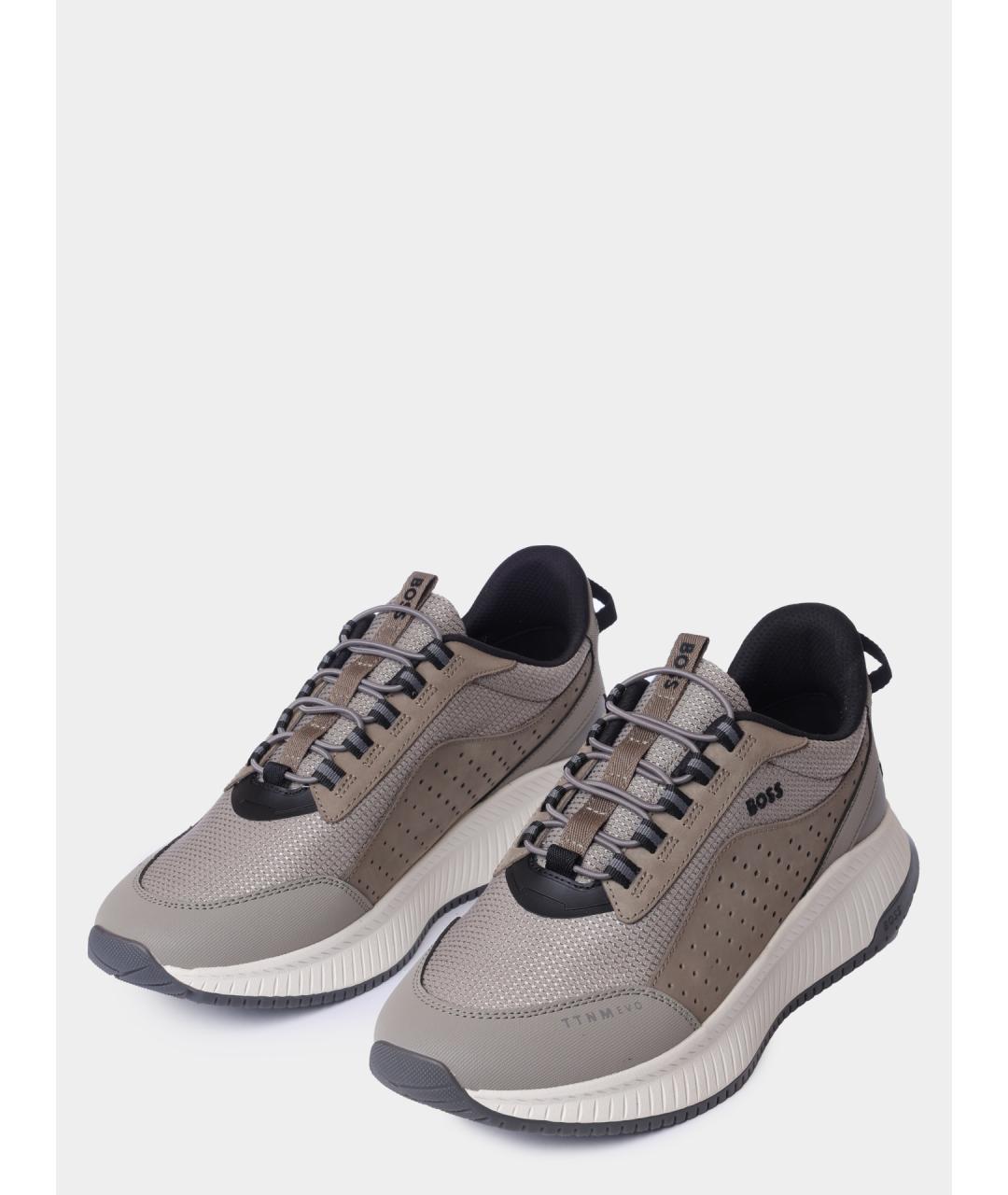 HUGO BOSS Серые текстильные низкие кроссовки / кеды, фото 2