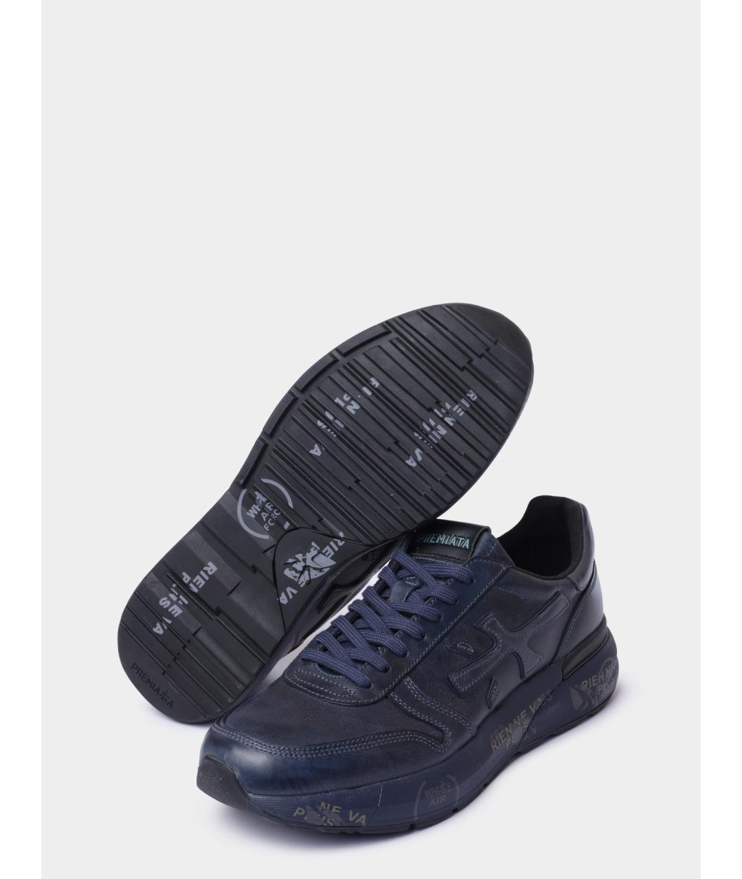 PREMIATA Синие кожаные низкие кроссовки / кеды, фото 4