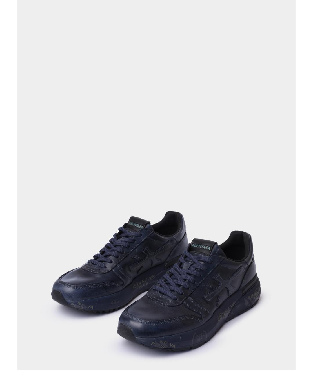 PREMIATA Синие кожаные низкие кроссовки / кеды, фото 2