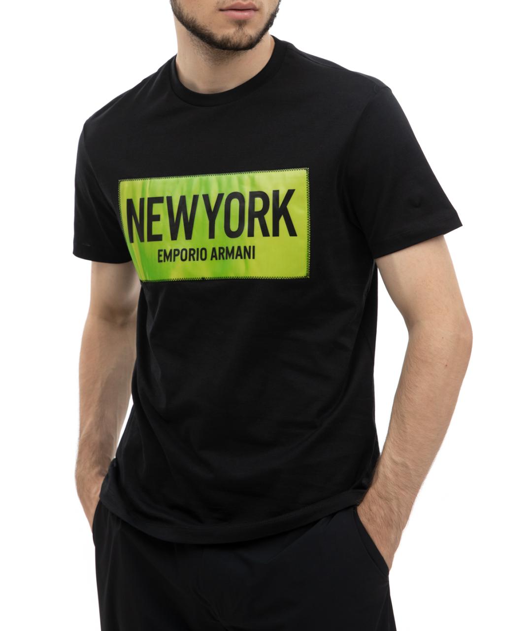 EMPORIO ARMANI Черная хлопковая футболка, фото 3