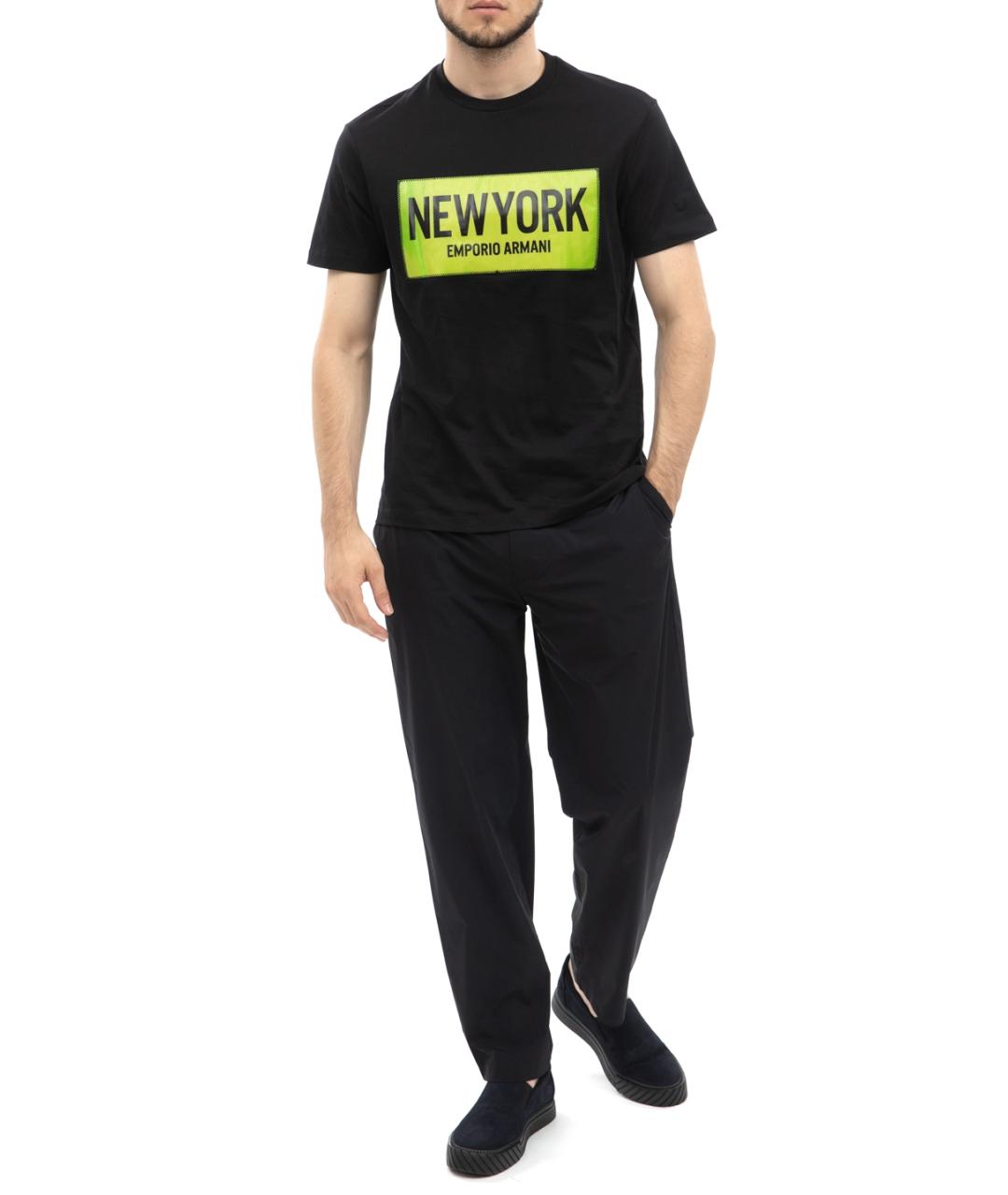 EMPORIO ARMANI Черная хлопковая футболка, фото 2