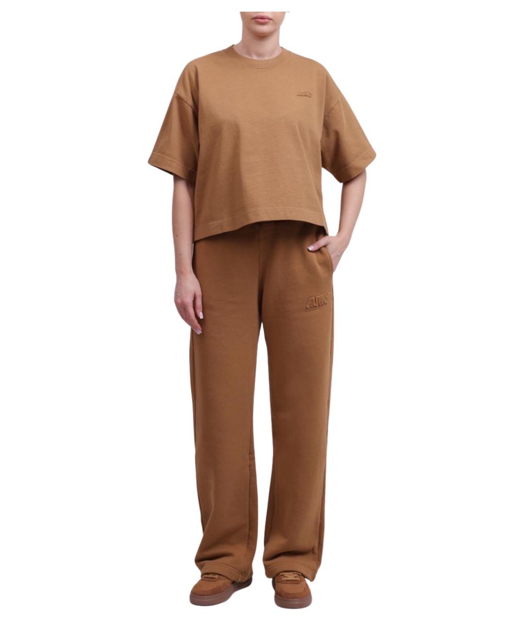 AUTRY Коричневые хлопковые прямые брюки, фото 1