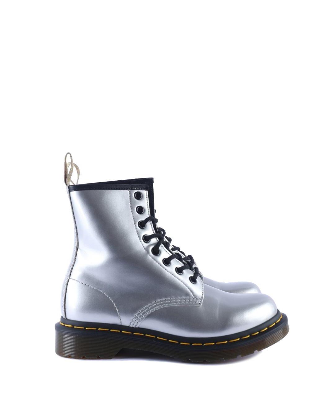 DR. MARTENS Серебряные ботинки из искусственной кожи, фото 6