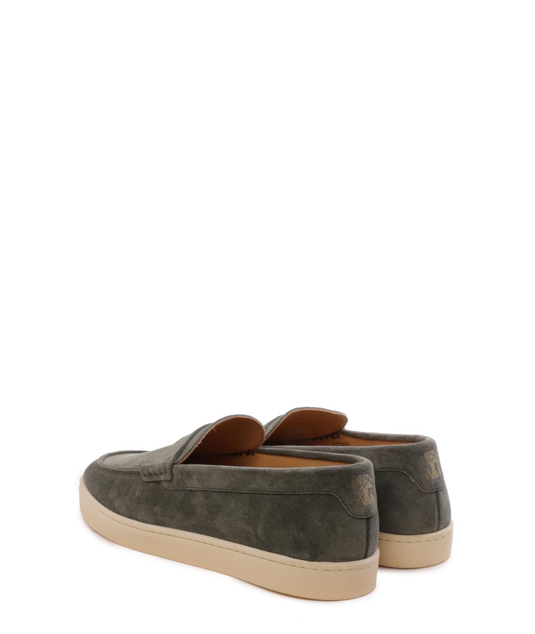 BRUNELLO CUCINELLI Зеленые замшевые лоферы, фото 3