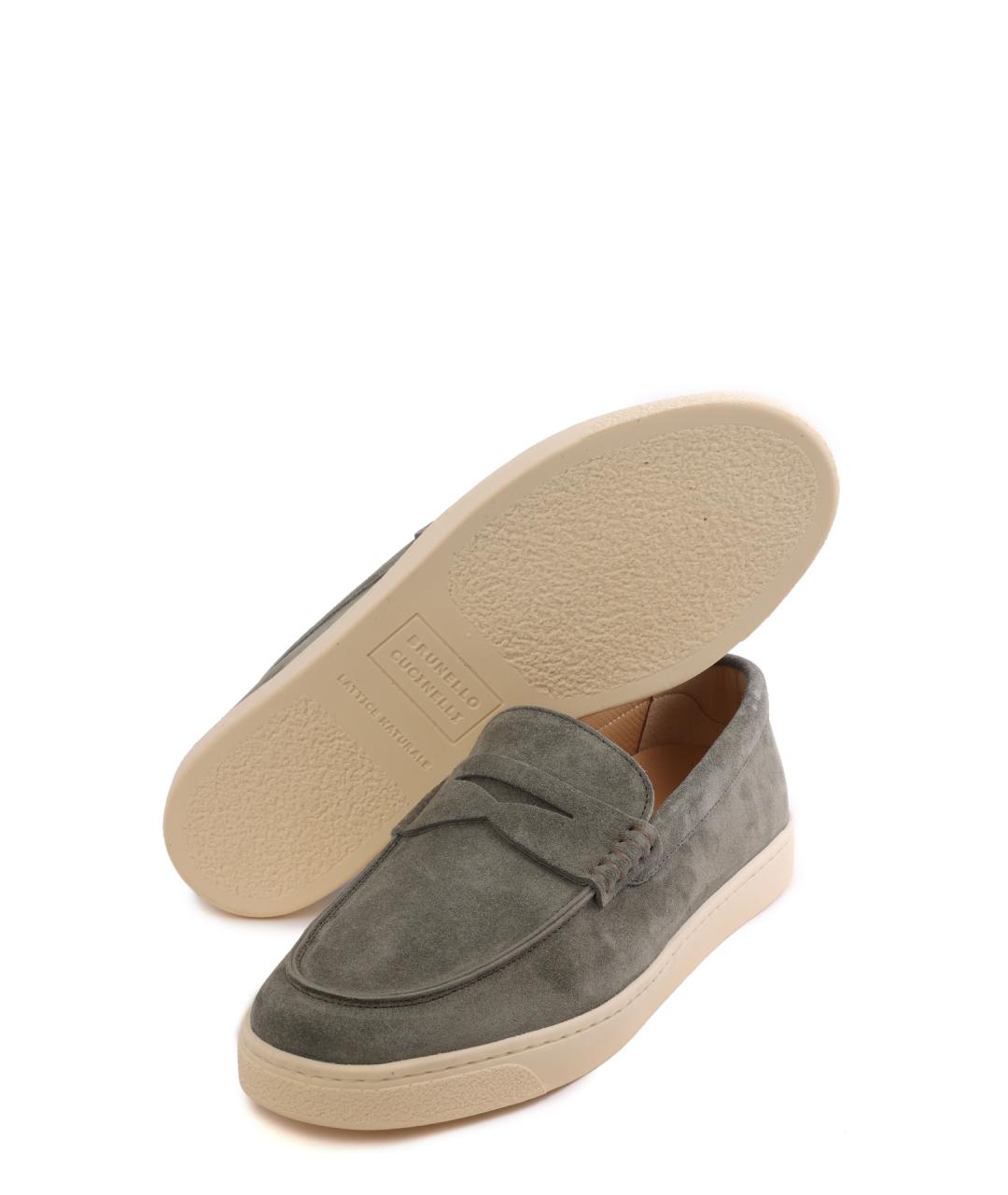 BRUNELLO CUCINELLI Зеленые замшевые лоферы, фото 5