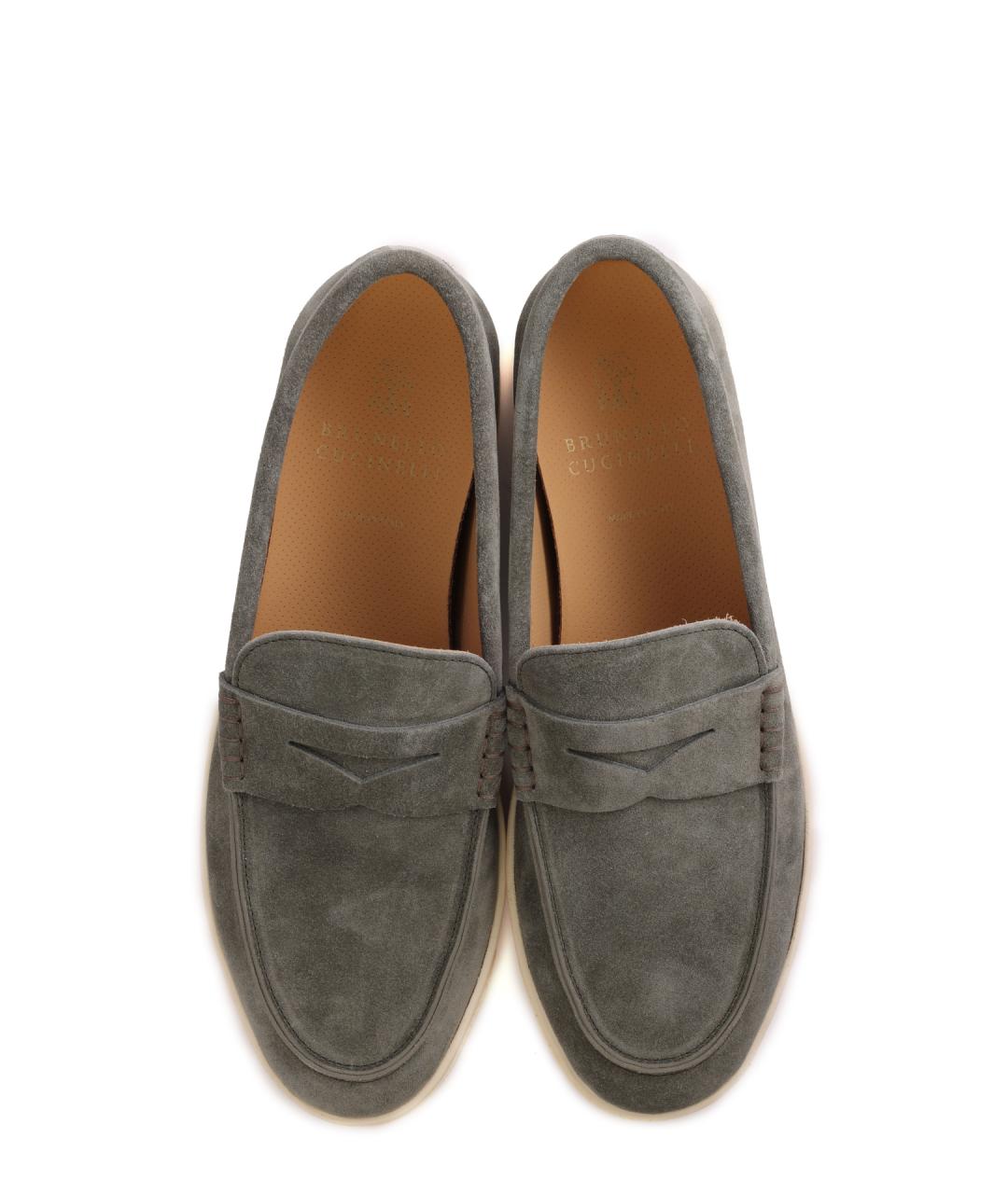 BRUNELLO CUCINELLI Зеленые замшевые лоферы, фото 4