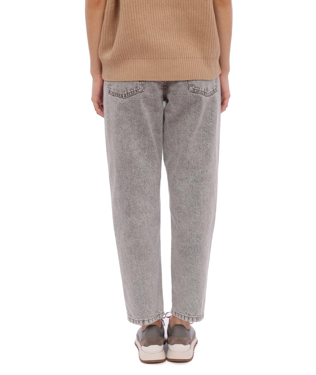 BRUNELLO CUCINELLI Серые хлопковые прямые джинсы, фото 4