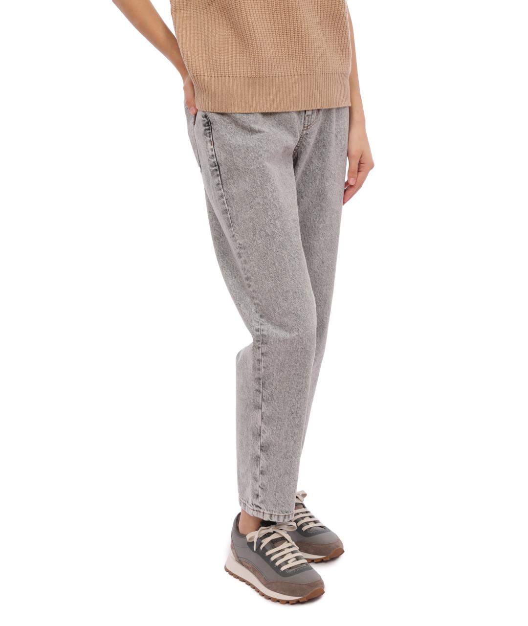 BRUNELLO CUCINELLI Серые хлопковые прямые джинсы, фото 3