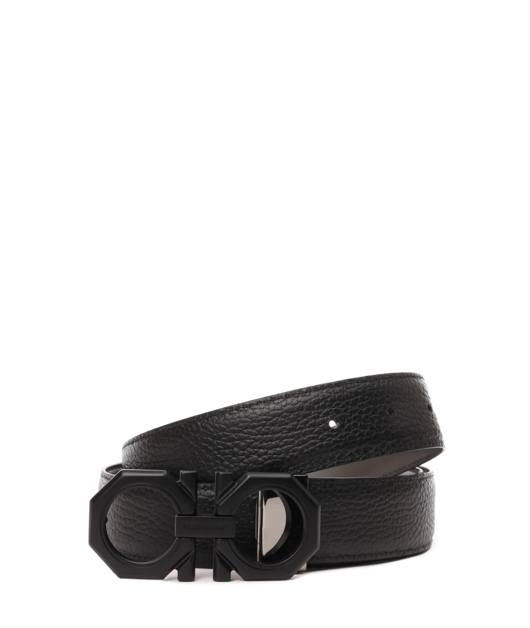 FERRAGAMO Черный кожаный ремень, фото 1