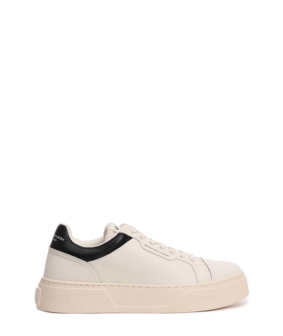 ARMANI EXCHANGE Белые кожаные низкие кроссовки / кеды, фото 1