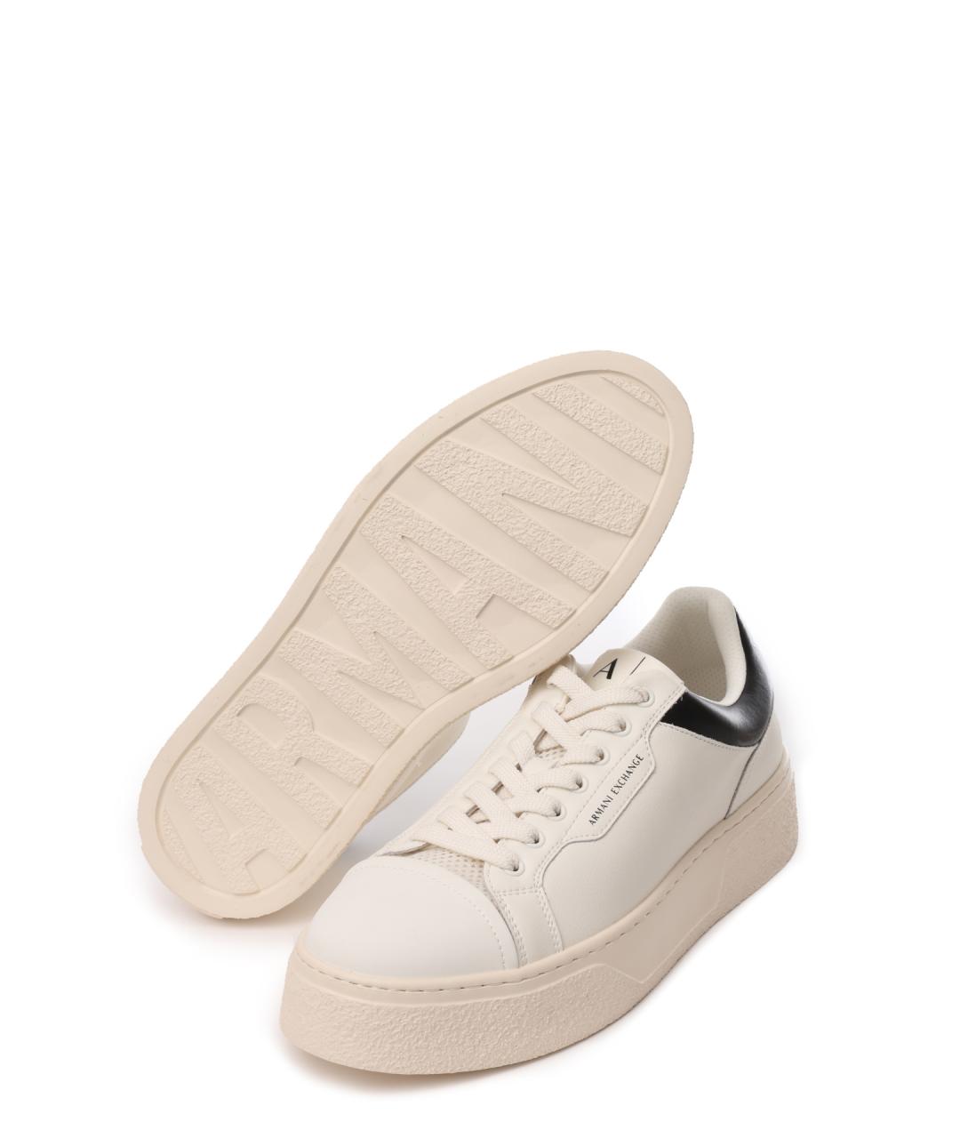 ARMANI EXCHANGE Белые кожаные низкие кроссовки / кеды, фото 4