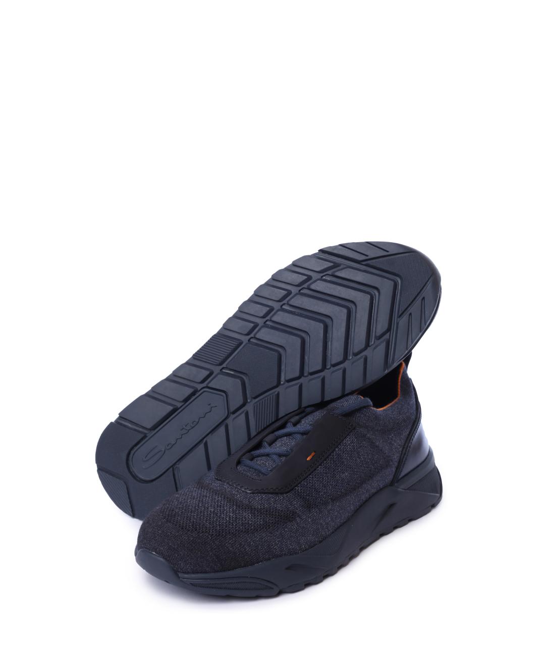 SANTONI Синие текстильные низкие кроссовки / кеды, фото 4
