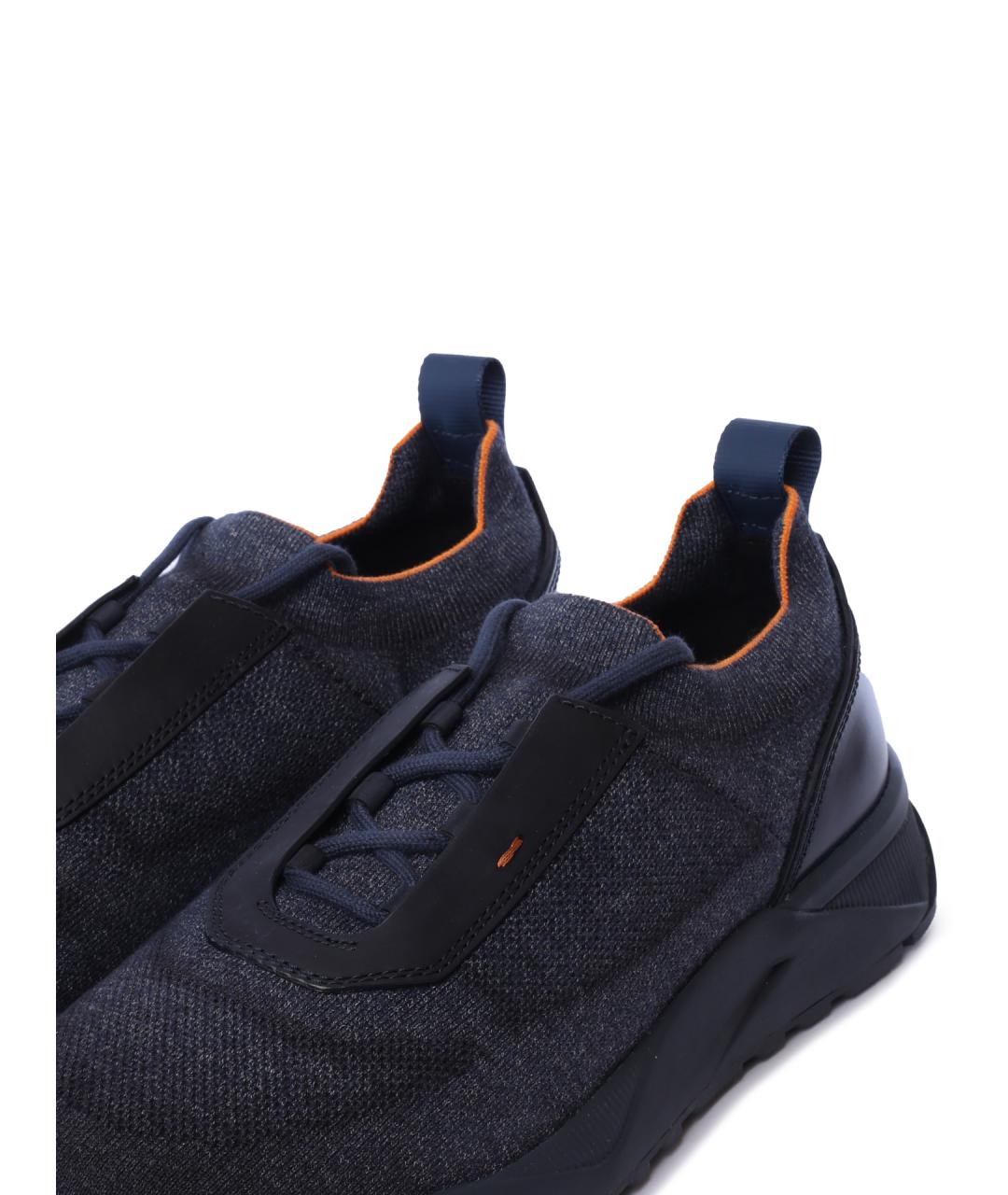 SANTONI Синие текстильные низкие кроссовки / кеды, фото 6