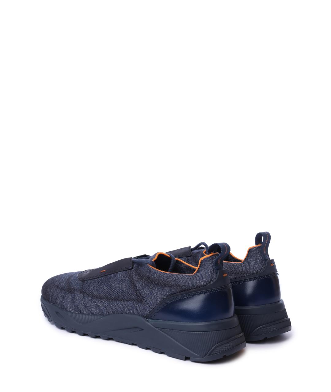 SANTONI Синие текстильные низкие кроссовки / кеды, фото 3