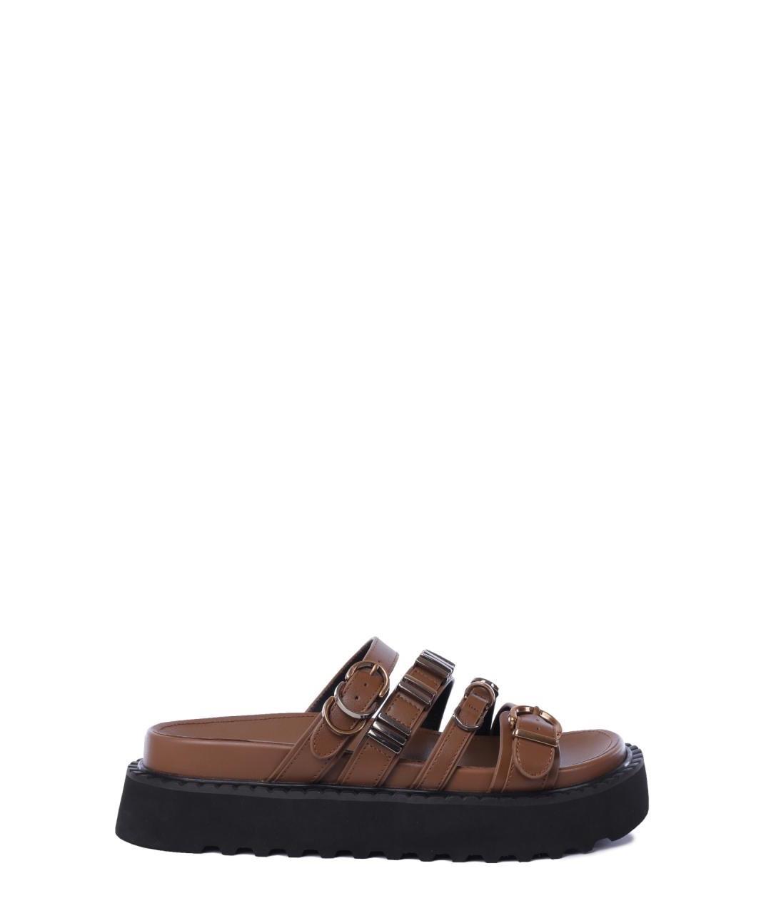 PINKO Коричневые кожаные сандалии, фото 1