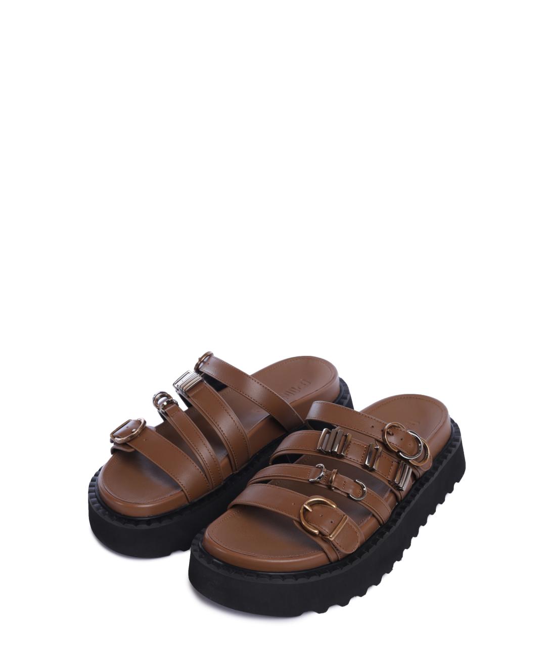 PINKO Коричневые кожаные сандалии, фото 2