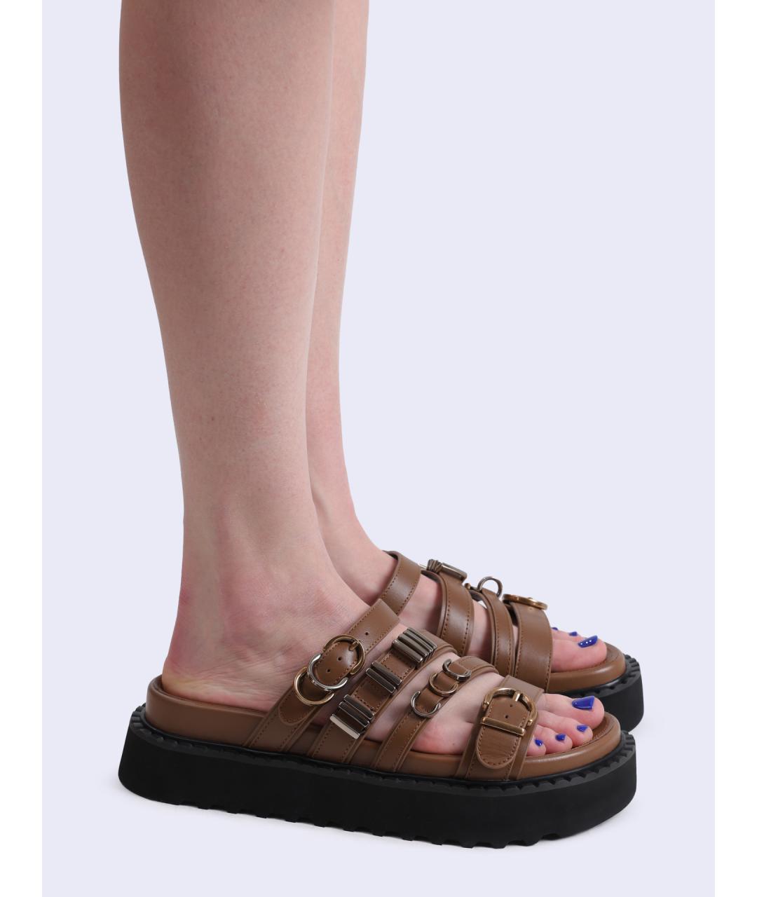 PINKO Коричневые кожаные сандалии, фото 5