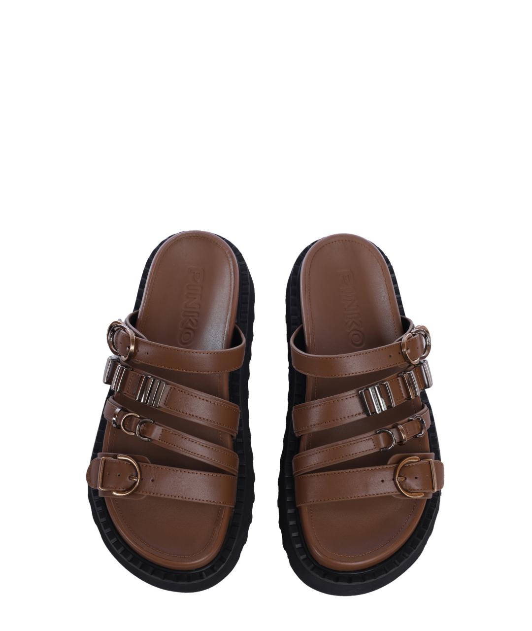 PINKO Коричневые кожаные сандалии, фото 3