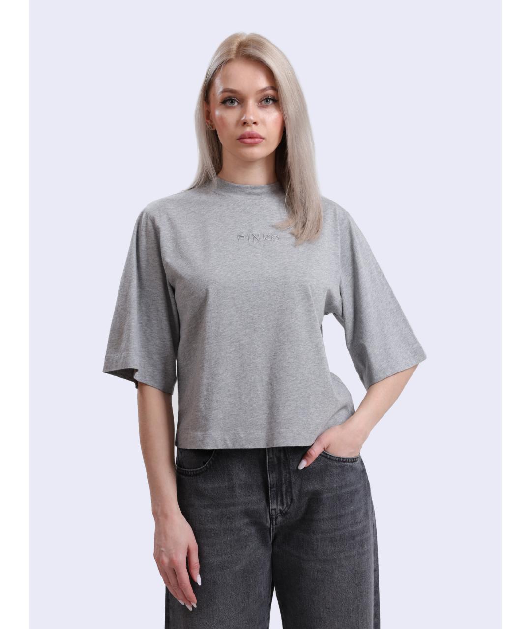 PINKO Серая хлопковая футболка, фото 5