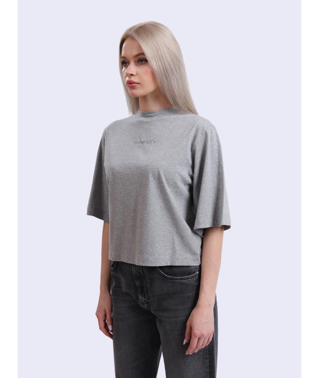 PINKO Серая хлопковая футболка, фото 3