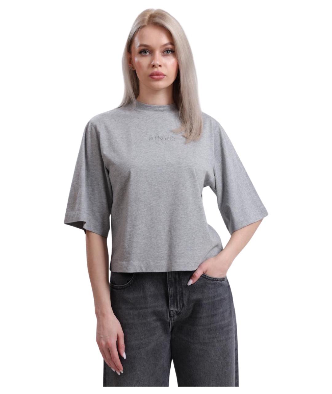 PINKO Серая хлопковая футболка, фото 1