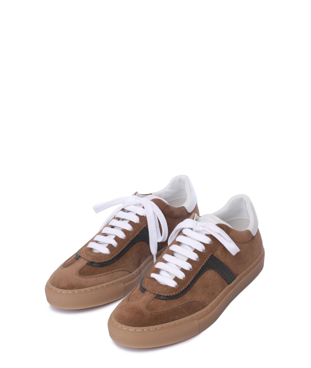 BRUNELLO CUCINELLI Коричневые замшевые кеды, фото 2