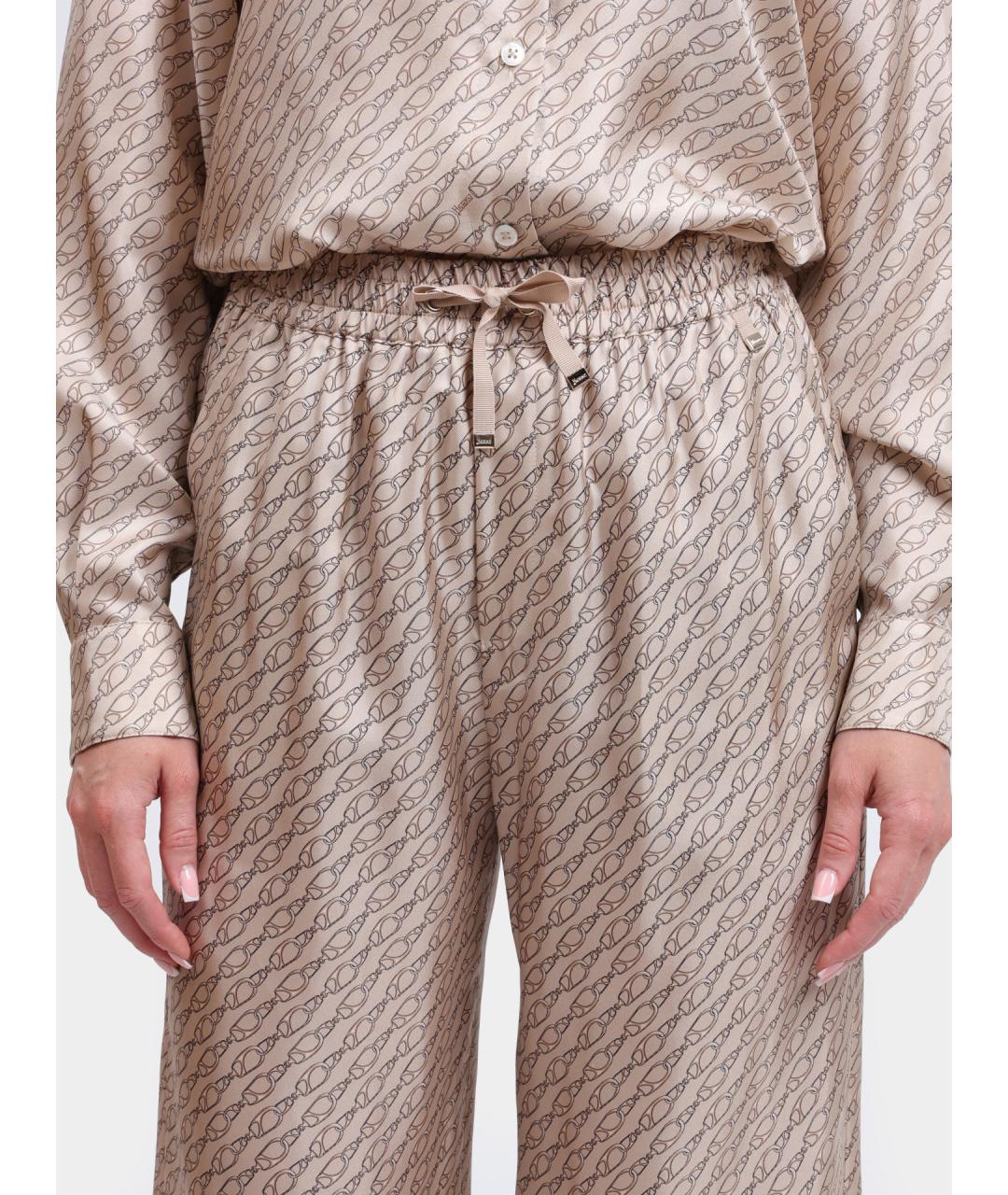 HERNO Бежевые шелковые прямые брюки, фото 5