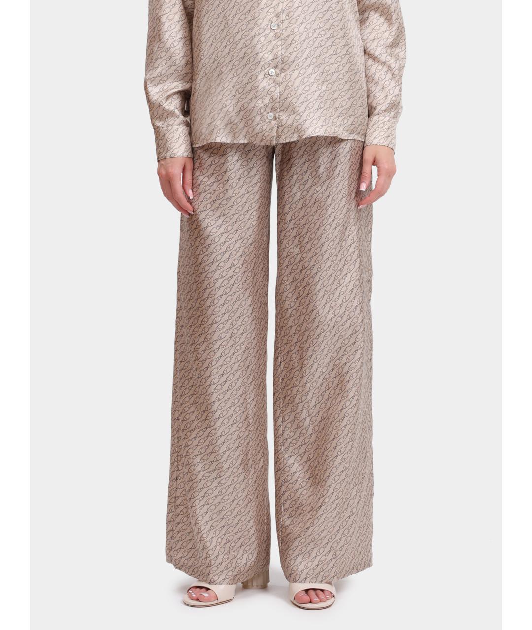 HERNO Бежевые шелковые прямые брюки, фото 6