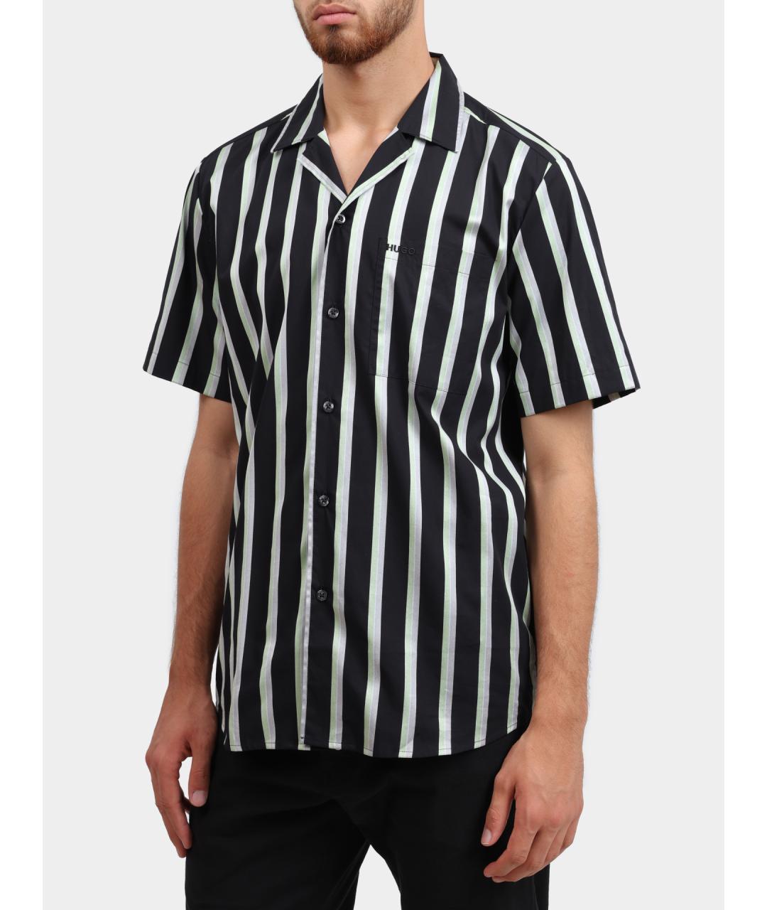 HUGO Черная хлопковая кэжуал рубашка, фото 3