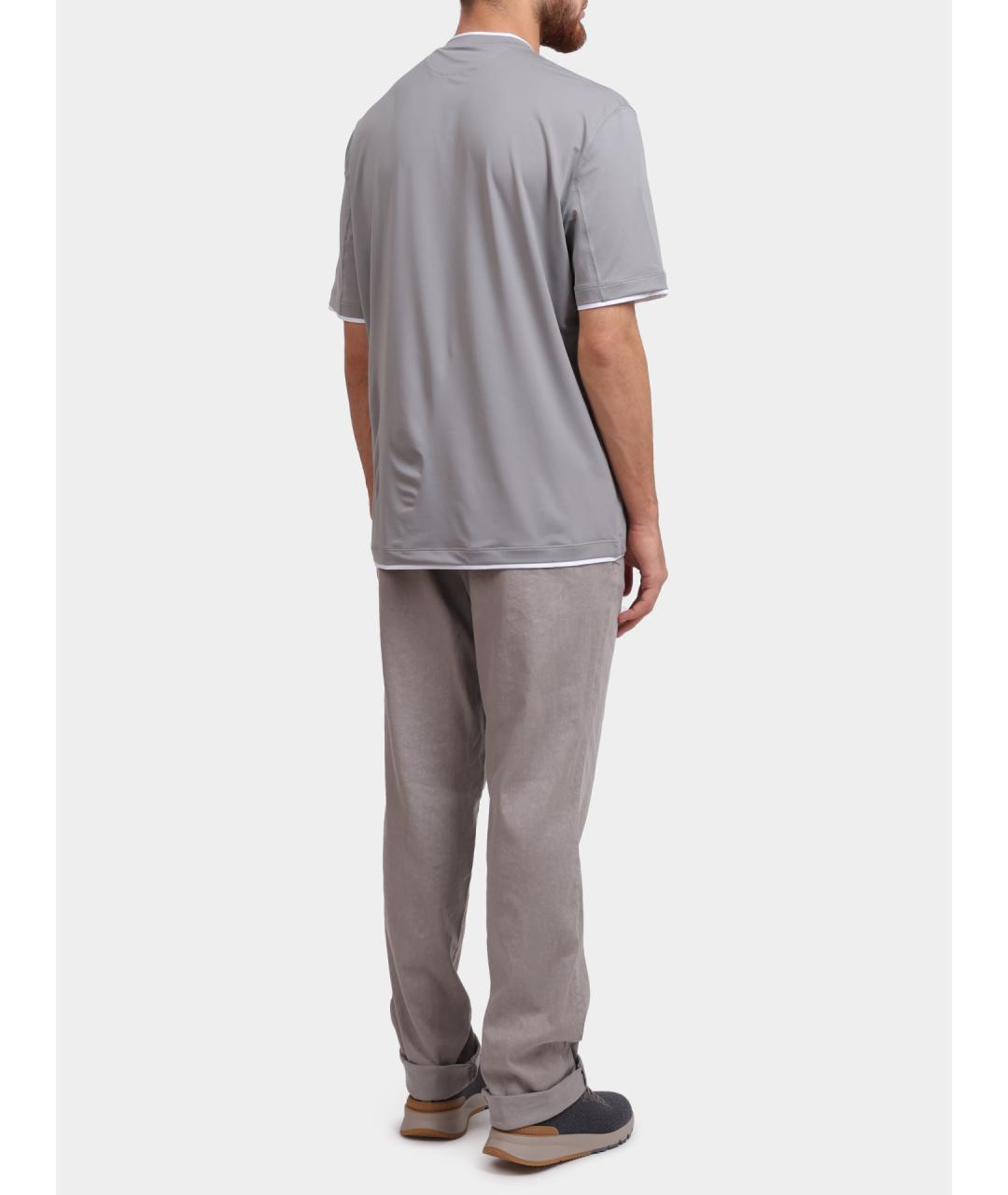 BRUNELLO CUCINELLI Серая футболка, фото 4