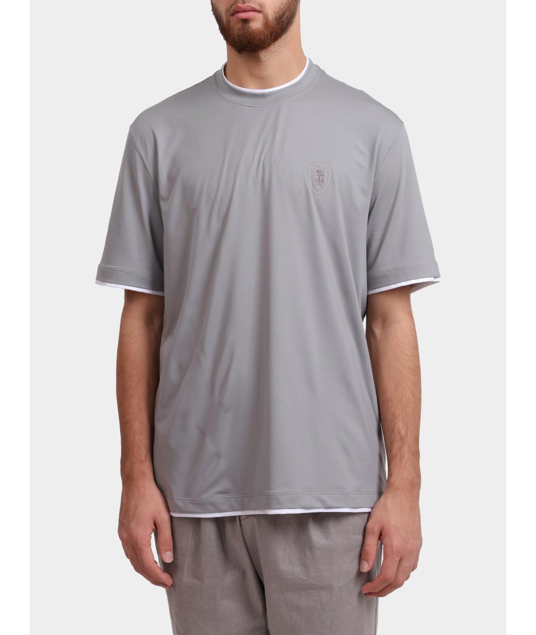 BRUNELLO CUCINELLI Серая футболка, фото 5